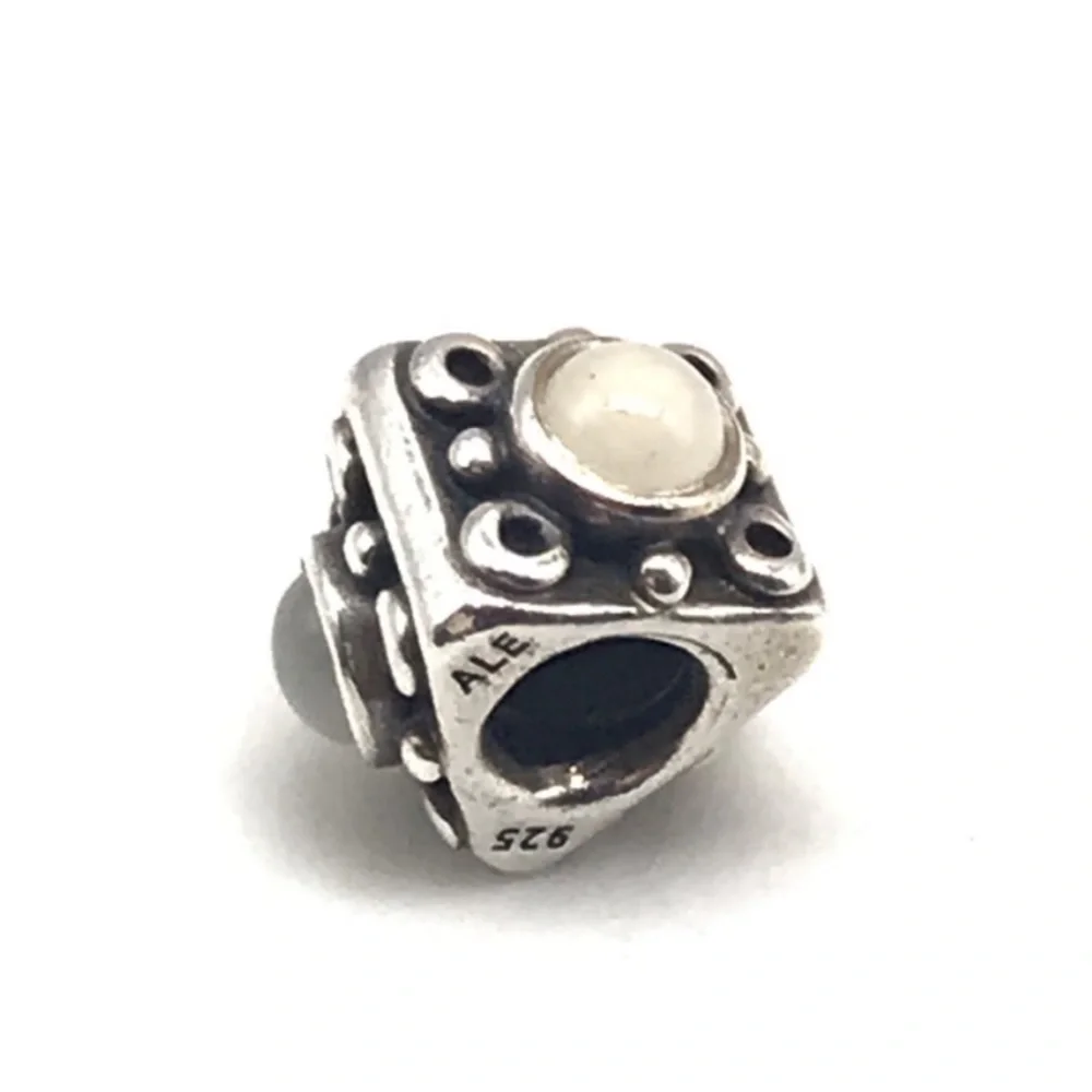 Pandora Retired Triangular Moonstone Triple 3 Sided Rare Bead Charm
